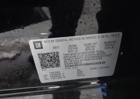 2021 Chevrolet Blazer Awd 2Lt z USA, uszkodzony, nr VIN 3GNKBHRS8MS545939